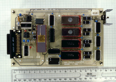 <B> Pascal Board</B><BR>This was used to quickly prototype microprocessor based systems. An embedded interpretor permitted rapid programming in Pascal. A variation of this was used in the Vemco VR60